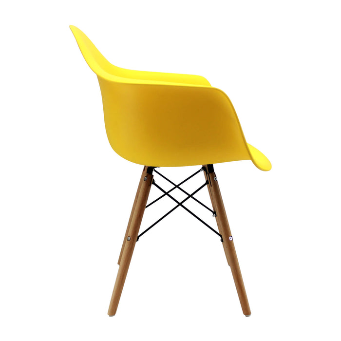 Silla de comedor tipo Eames brazos color amarillo