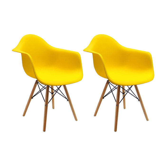 Kit por 2 sillas de comedor DKR tipo Eames brazos color amarillo