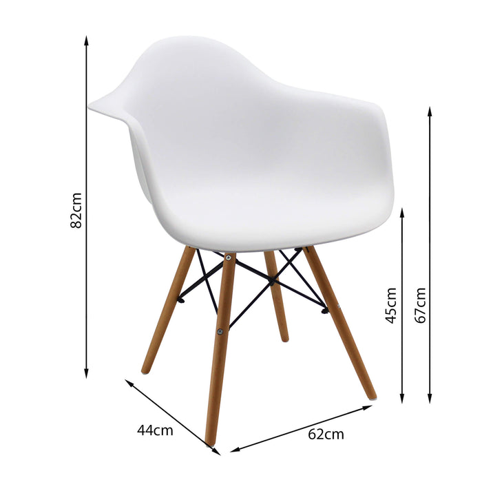 Kit por 2 sillas de comedor DKR tipo Eames brazos color blanco