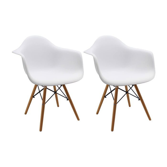 Kit por 2 sillas de comedor DKR tipo Eames brazos color blanco