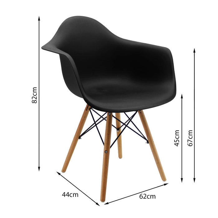 Kit por 2 sillas de comedor DKR tipo Eames brazos color negro