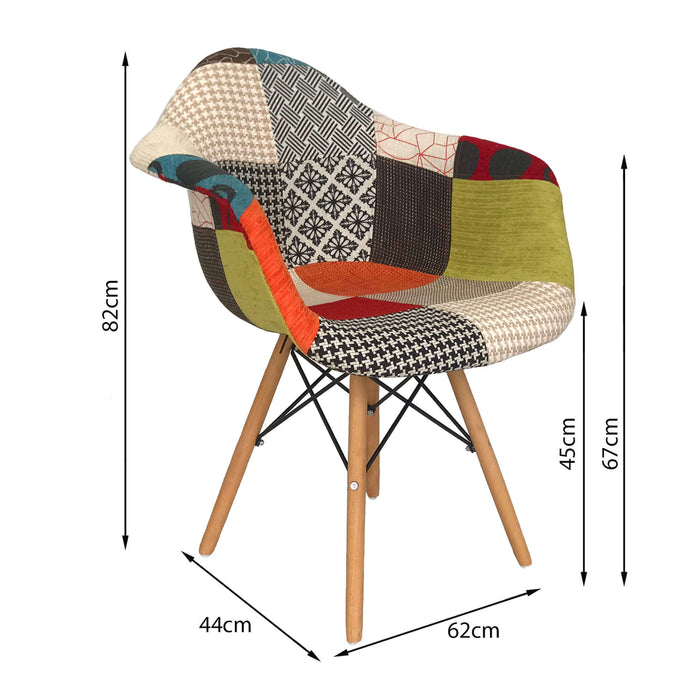 Silla de comedor Eames brazos patchwork