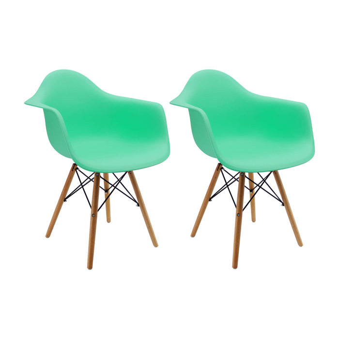 Kit por 2 sillas de comedor Eames brazos color verde menta