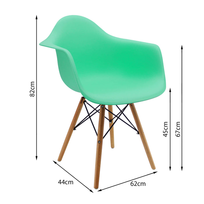 Kit por 4 sillas de comedor DKR tipo Eames brazos color verde menta