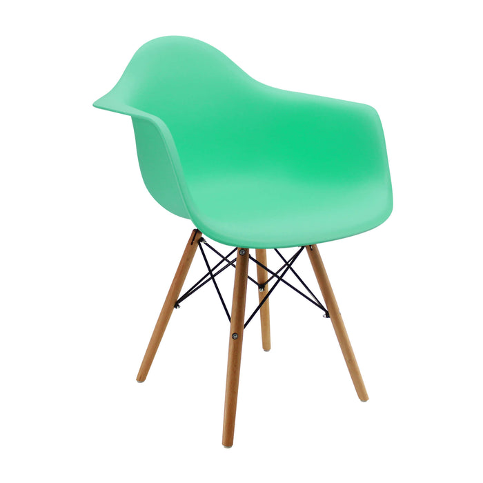 Kit por 4 sillas de comedor DKR tipo Eames brazos color verde menta