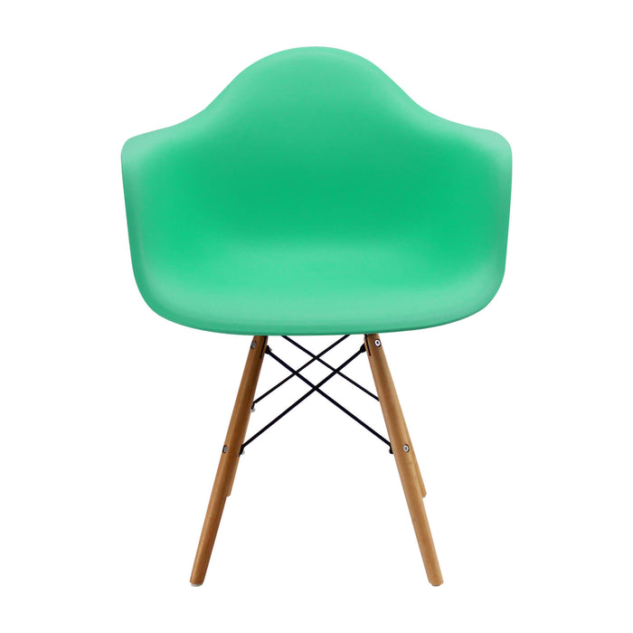 Kit por 4 sillas de comedor DKR tipo Eames brazos color verde menta