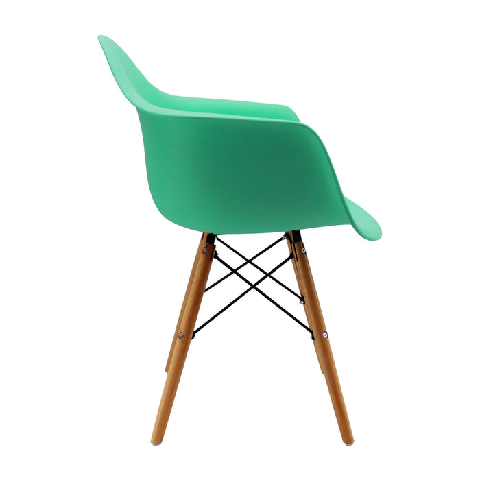 Kit por 4 sillas de comedor DKR tipo Eames brazos color verde menta