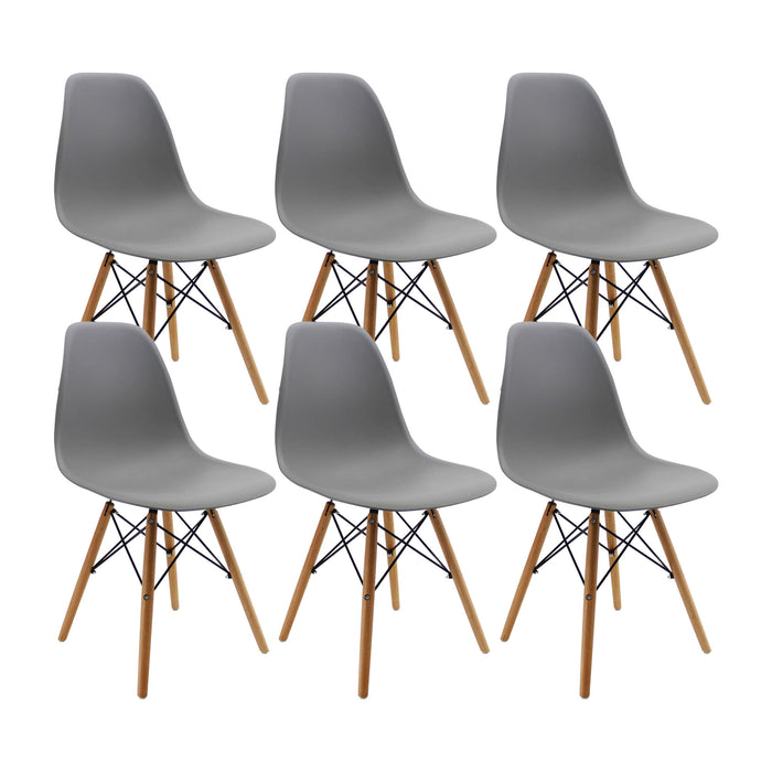 Kit por 6 sillas de comedor DKR tipo Eames color gris