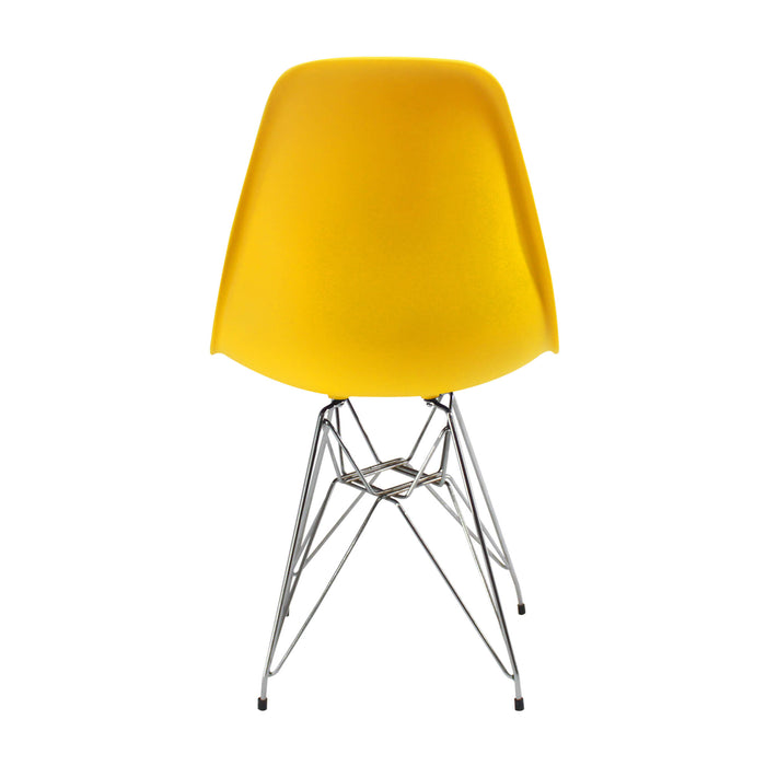 Silla de comedor DKR metal tipo Eames color amarilla