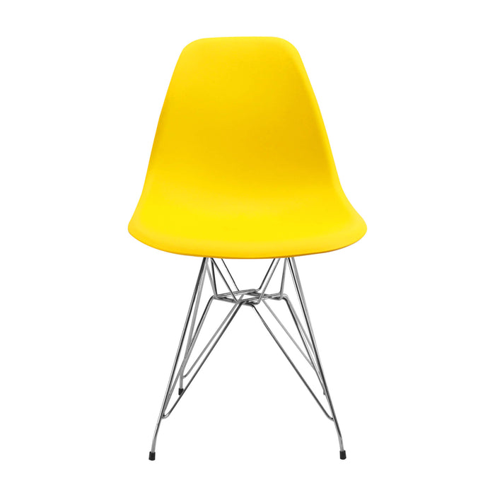 Silla de comedor DKR metal tipo Eames color amarilla