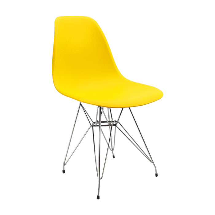 Silla de comedor DKR metal tipo Eames color amarilla