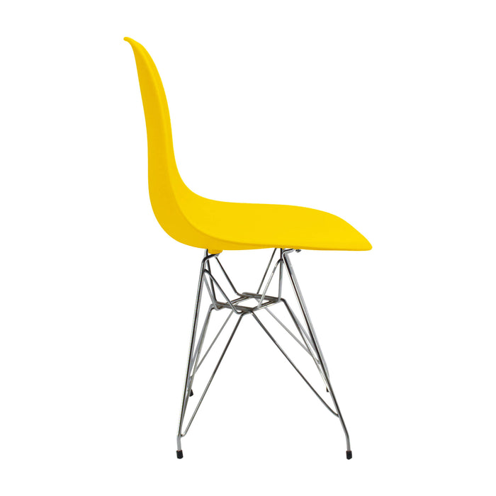 Silla de comedor DKR metal tipo Eames color amarilla