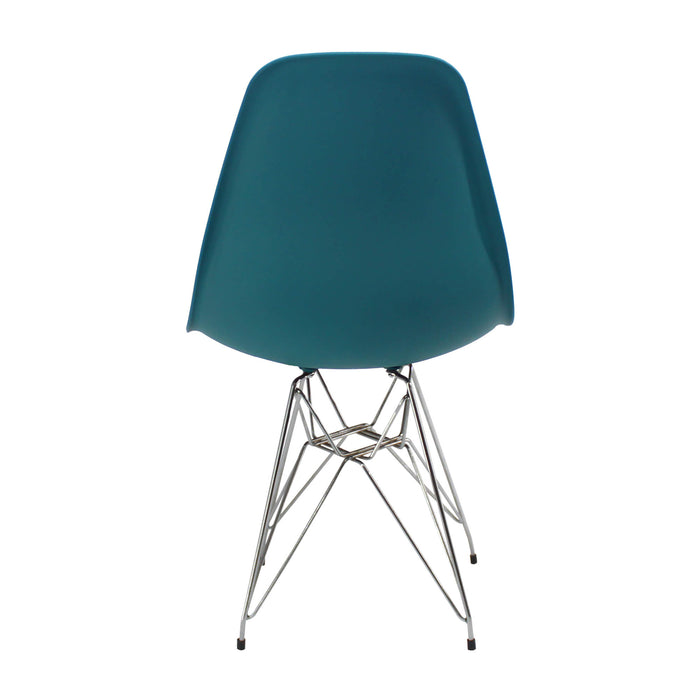 Silla de comedor DKR metal tipo Eames color azul petroleo