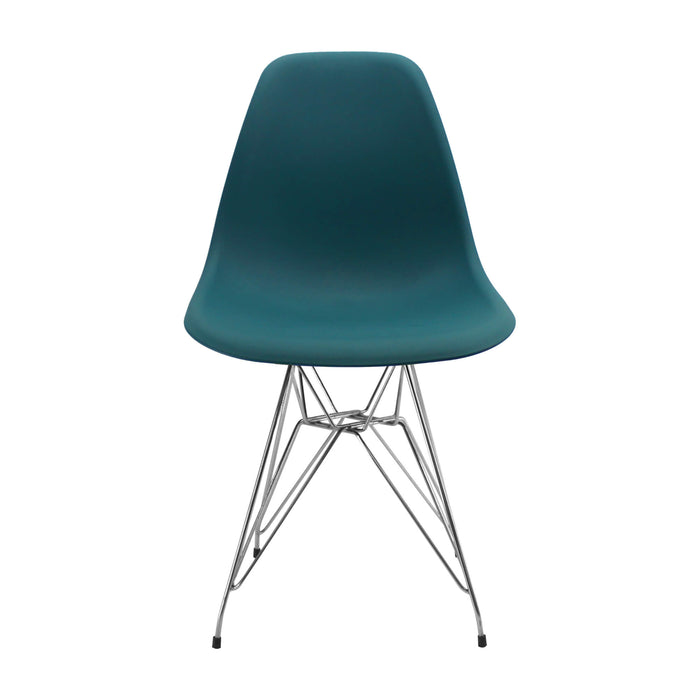 Silla de comedor DKR metal tipo Eames color azul petroleo