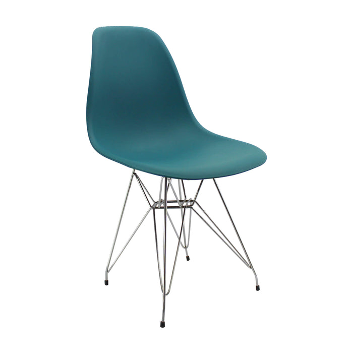 Silla de comedor DKR metal tipo Eames color azul petroleo