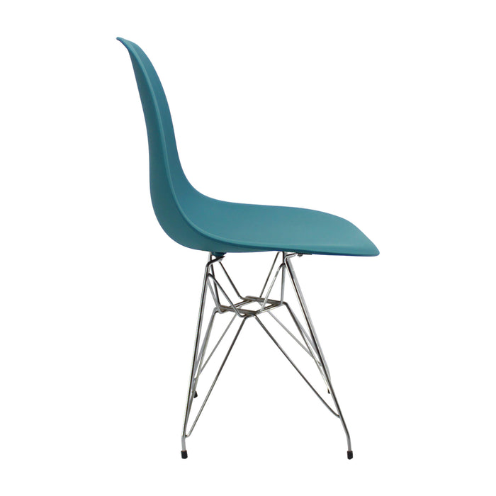 Silla de comedor DKR metal tipo Eames color azul petroleo