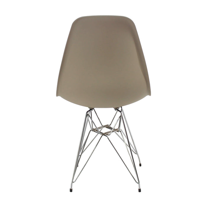 Silla de comedor metal tipo Eames para comedor color beige