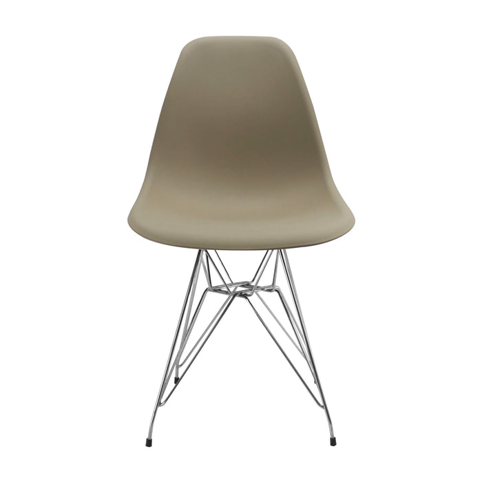 Silla de comedor metal tipo Eames para comedor color beige