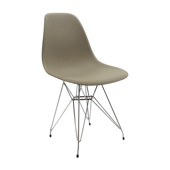 Silla de comedor metal tipo Eames para comedor color beige