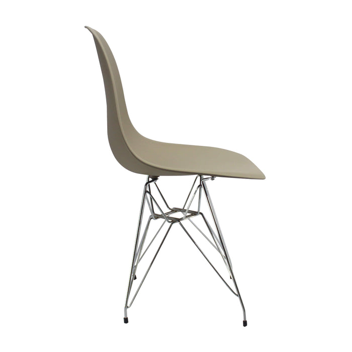 Silla de comedor metal tipo Eames para comedor color beige