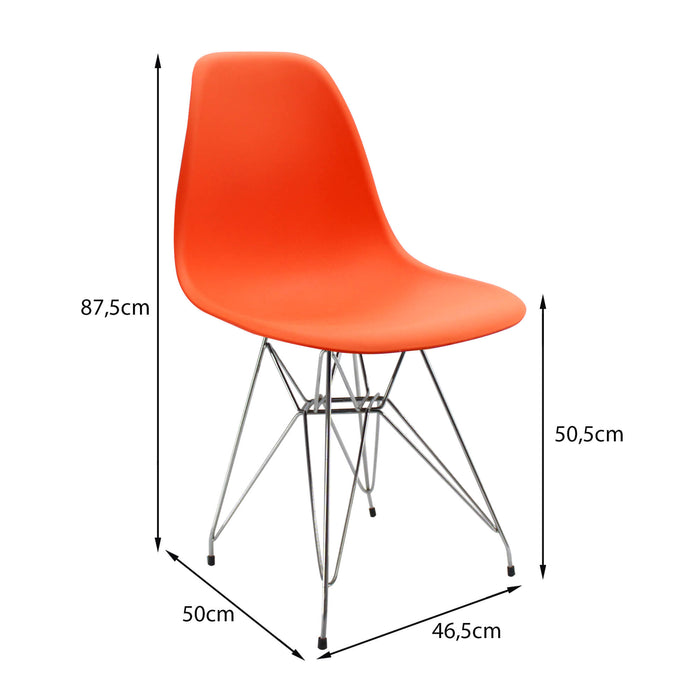 Silla de comedor DKR metal tipo Eames color naranja