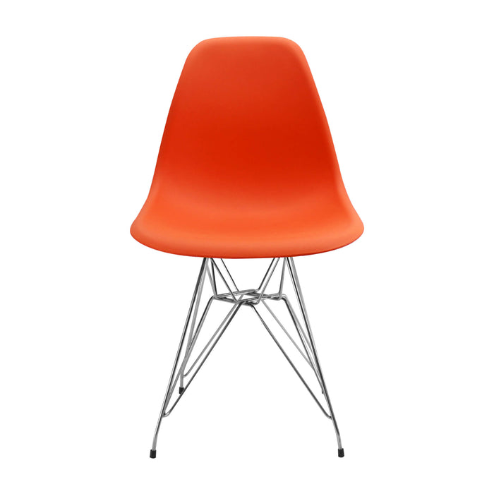 Silla de comedor DKR metal tipo Eames color naranja