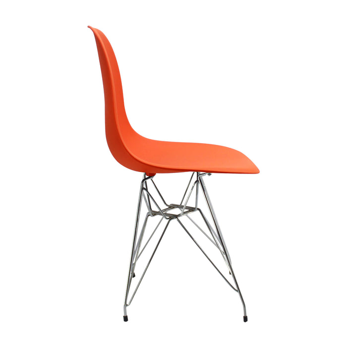 Silla de comedor DKR metal tipo Eames color naranja