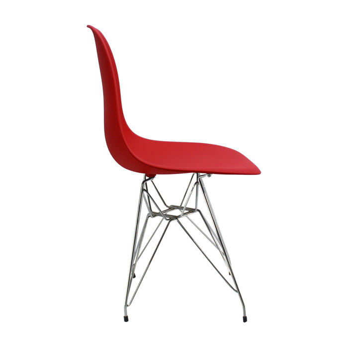 Silla de comedor DKR metal tipo Eames color rojo