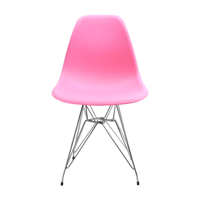 Silla de comedor DKR metal tipo Eames color rosado