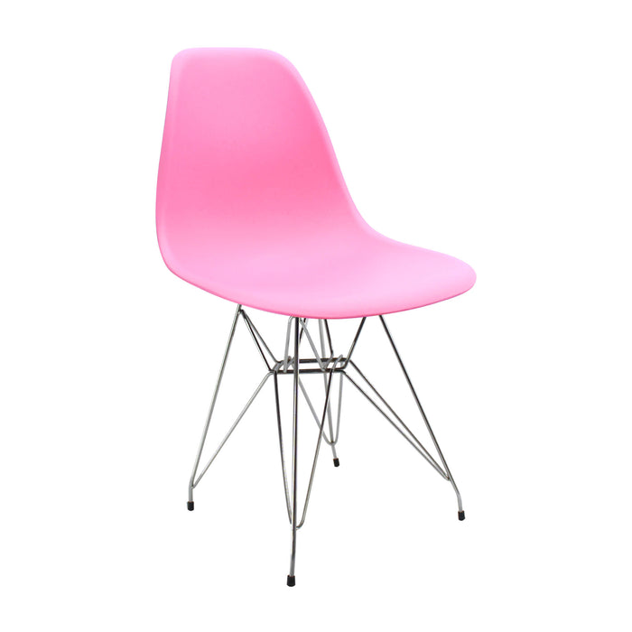 Silla de comedor DKR metal tipo Eames color rosado