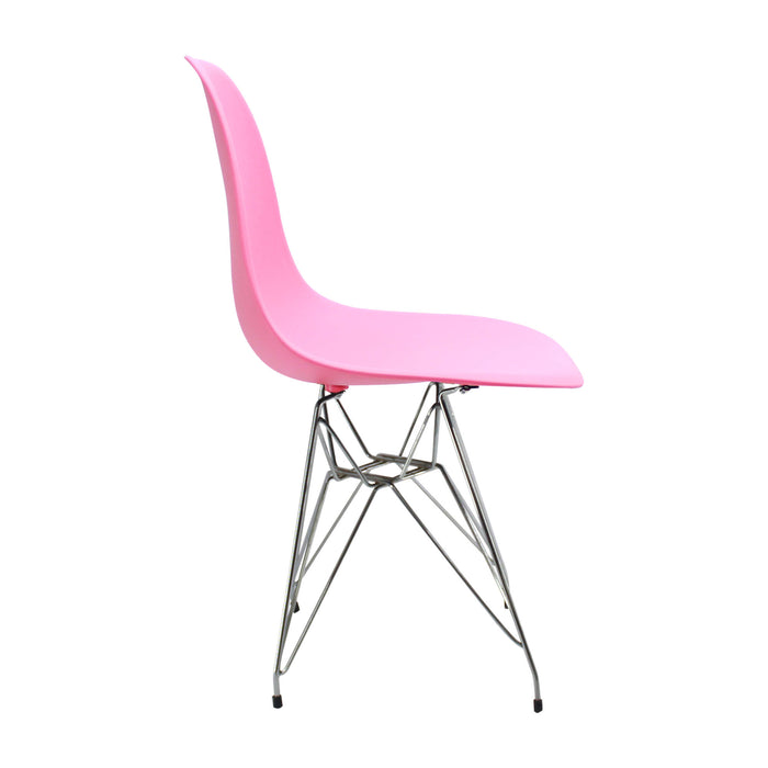 Silla de comedor DKR metal tipo Eames color rosado