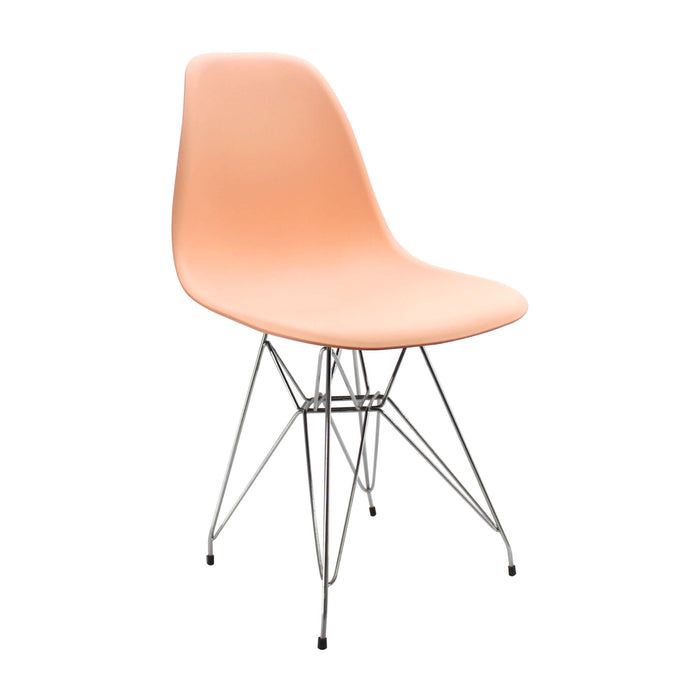 Silla de comedor DKR metal tipo Eames color salmón