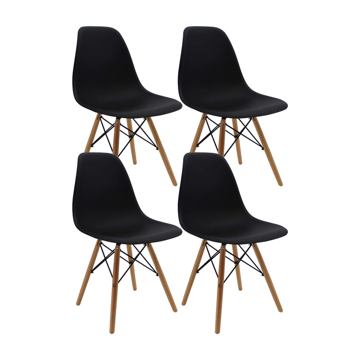 Kit por 4 sillas de comedor DKR tipo Eames color negro