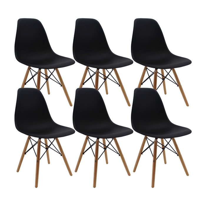 Kit por 6 sillas de comedor DKR tipo Eames color negro