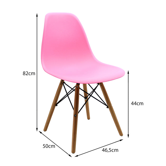 Kit por 2 sillas de comedor DKR tipo Eames color rosado