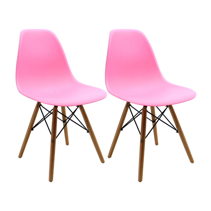 Kit por 2 sillas de comedor DKR tipo Eames color rosado