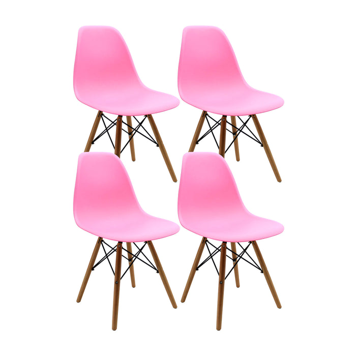 Kit por 4 sillas de comedor DKR tipo Eames color rosado