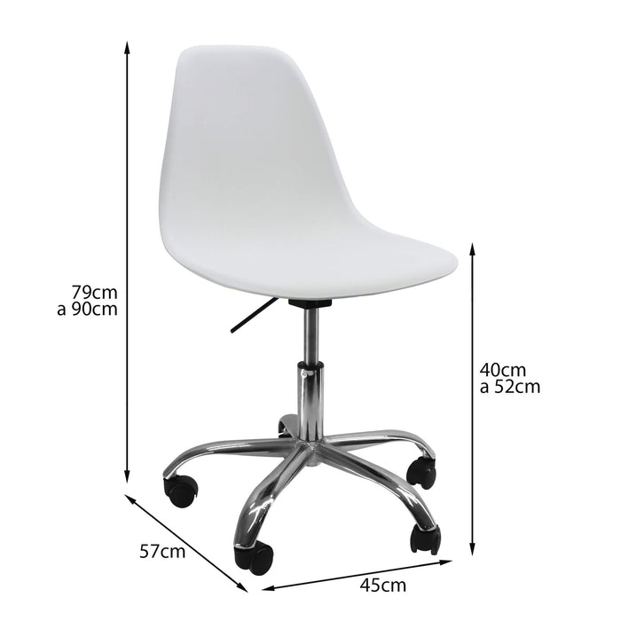 Silla de comedor DKR tipo Eames ruedas color blanco