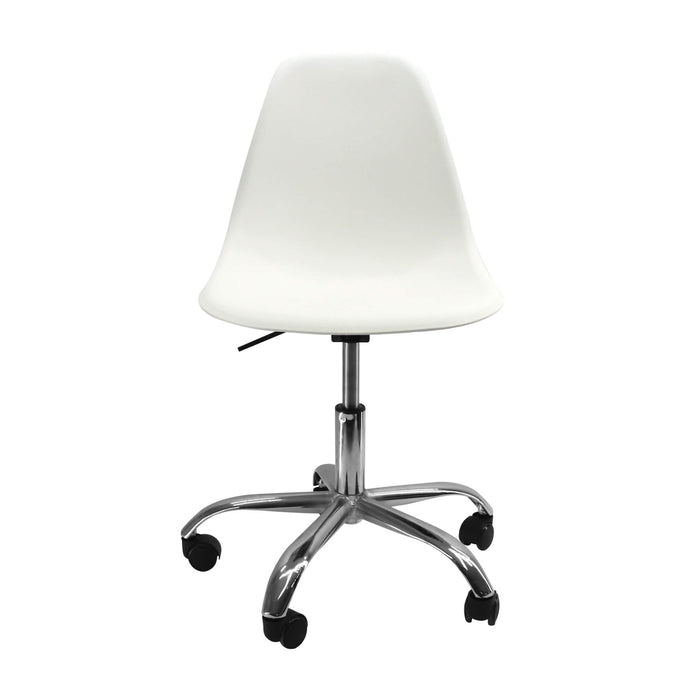 Silla de comedor DKR tipo Eames ruedas color blanco