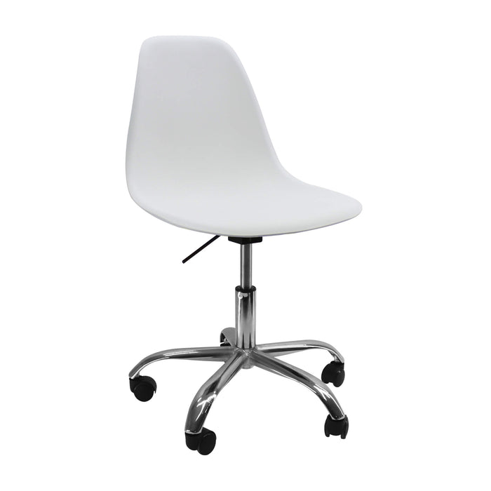 Silla de comedor DKR tipo Eames ruedas color blanco