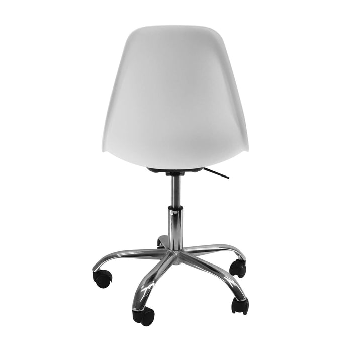 Silla de comedor DKR tipo Eames ruedas color blanco