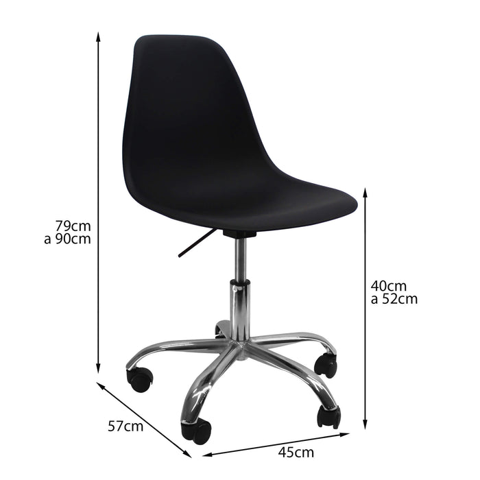 Silla de comedor DKR tipo Eames ruedas color negro