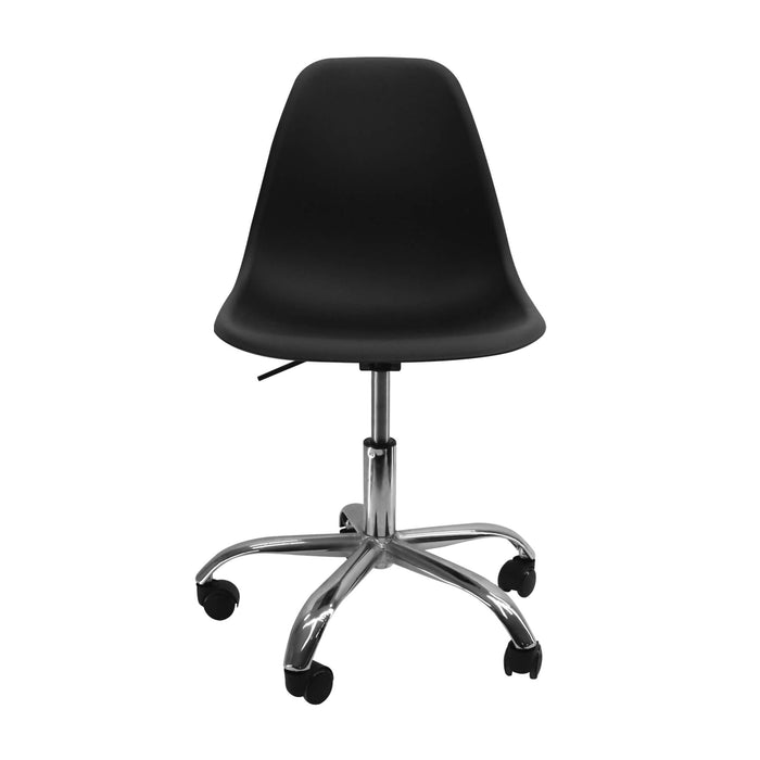 Silla de comedor DKR tipo Eames ruedas color negro