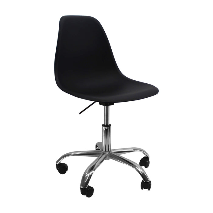 Silla de comedor DKR tipo Eames ruedas color negro