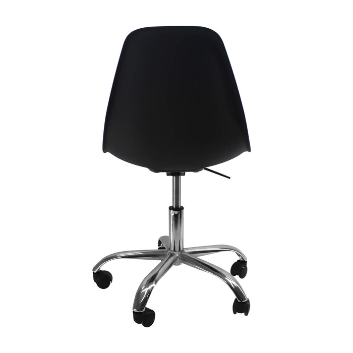 Silla de comedor DKR tipo Eames ruedas color negro