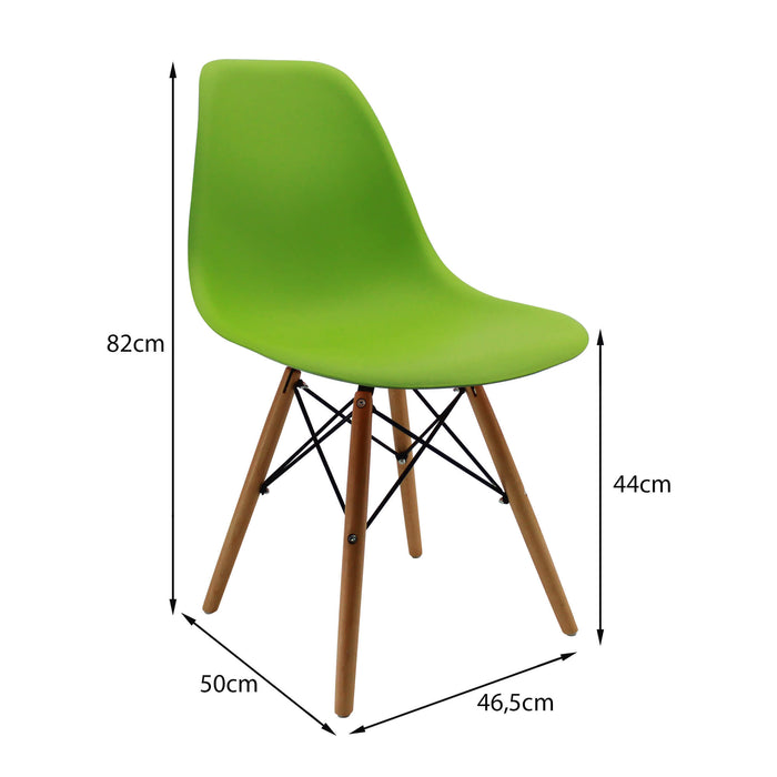 Kit por 4 sillas de comedor DKR tipo Eames color verde