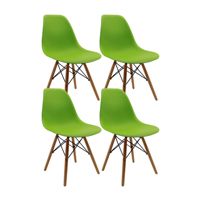 Kit por 4 sillas de comedor DKR tipo Eames color verde