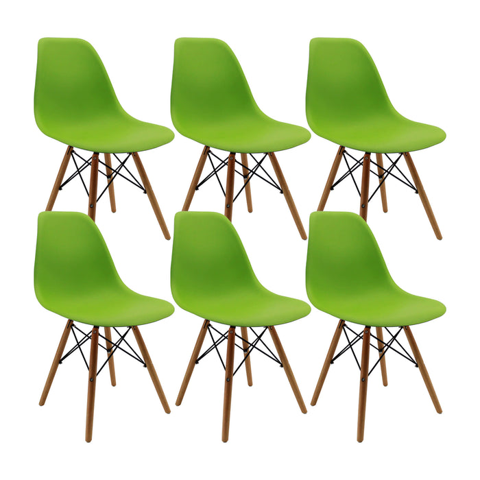 Kit por 6 sillas de comedor DKR tipo Eames color verde