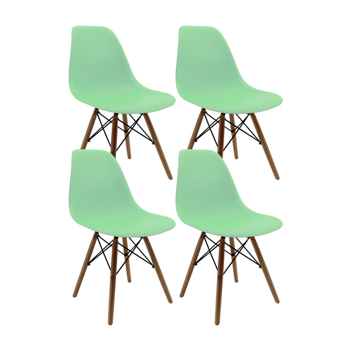 Kit por 4 sillas de comedor DKR tipo Eames color verde claro