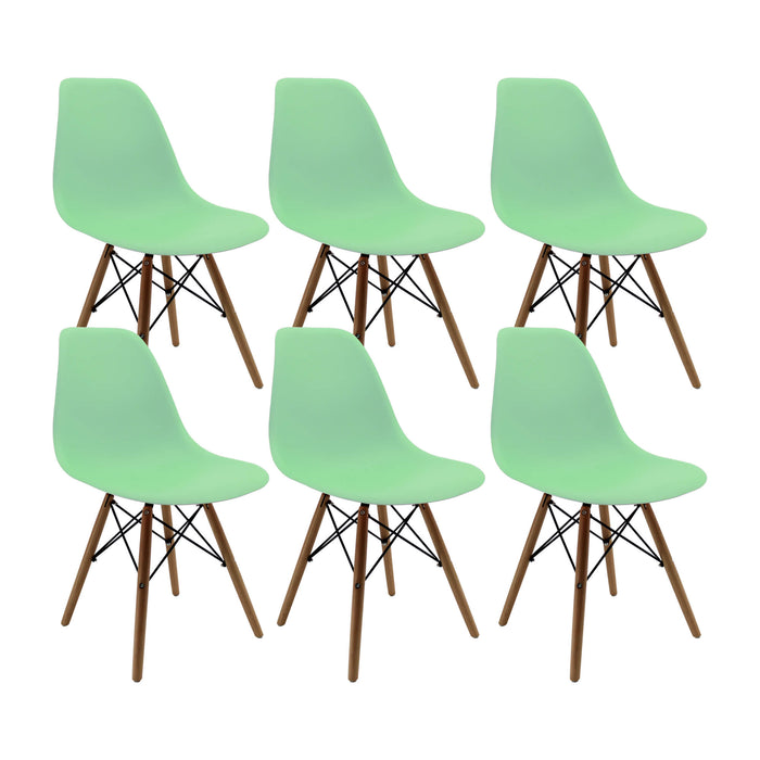 Kit por 6 sillas de comedor DKR tipo Eames color verde claro